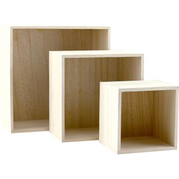 Holzbox zum Dekorieren, 3er-Set