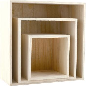 Holzbox zum Dekorieren, 3er-Set