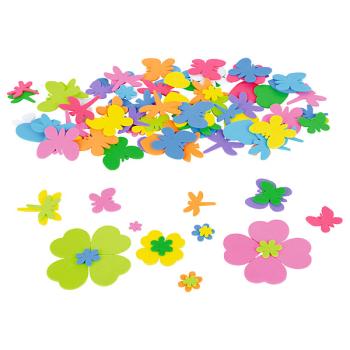 Moosgummi-Stanzteile - Blumen, Herzen, Libellen