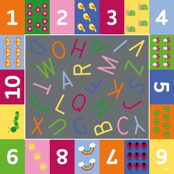 Vinyl-Teppich, Alphabet und Zahlen