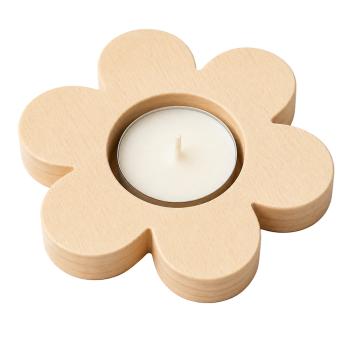 Teelichthalter aus Holz, 3er-Set - Blumen