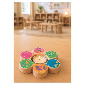 Teelichthalter aus Holz, 3er-Set - Blumen