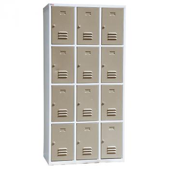 Metallspind, H 180 cm, mit 12 Fächern, grau