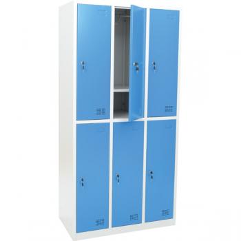 Metallspind, H 180 cm, mit 6 Fächern, Zusatzablage, blau