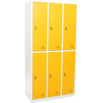 Metallspind, H 180 cm, mit 6 Fächern, Zusatzablage, gelb