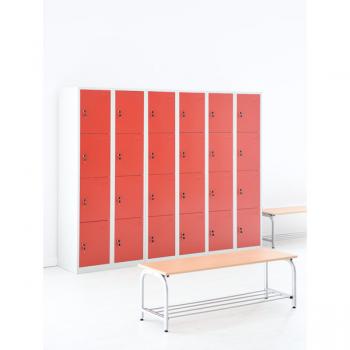 Metallspind, H 180 cm, mit 8 Fächern, rot