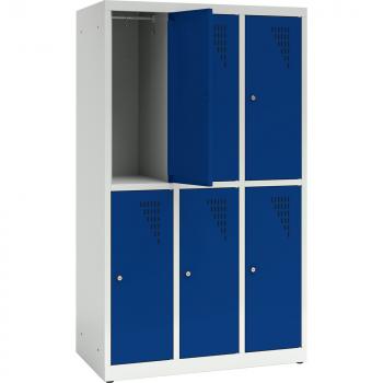 Metallspind, H 150 cm, mit 6 Fächern, Zusatzablage, dunkelblau