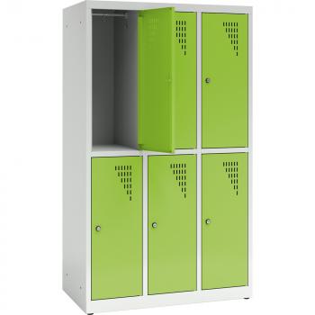 Metallspind, H 150 cm, mit 6 Fächern, Zusatzablage, hellgrün