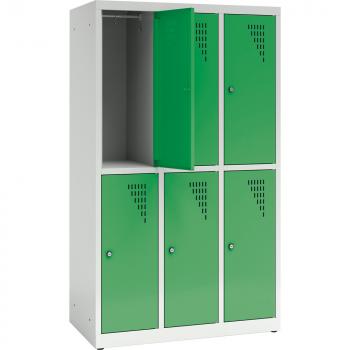 Metallspind, H 150 cm, mit 6 Fächern, Zusatzablage, dunkelgrün