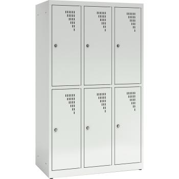 Metallspind, H 150 cm, mit 6 Fächern, Zusatzablage, grau