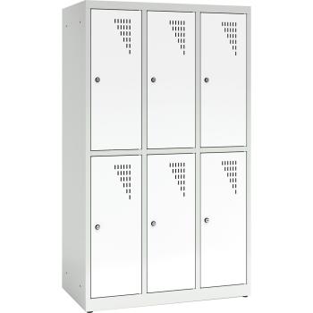 Metallspind, H 150 cm, mit 6 Fächern, Zusatzablage, weiss