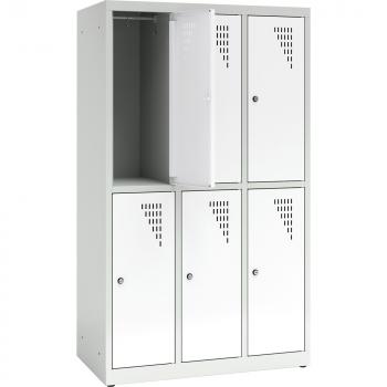 Metallspind, H 150 cm, mit 6 Fächern, Zusatzablage, weiss