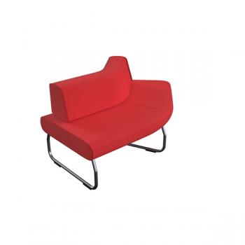Modul Flow, Sitzbank gebogen, 45°, mit Lehne innen, rot