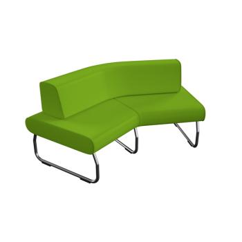 Modul Flow, Sitzbank gebogen, 45°, mit Lehne aussen, grün