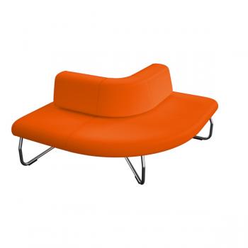 Modul Flow, Sitzbank gebogen, 90°, mit Lehne innen, orange