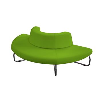 Modul Flow, Sitzbank gebogen, 180°, mit Lehne innen, grün
