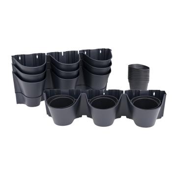 Grüne Wand - modulare Pflanztöpfe, 12 Stck. - anthrazit