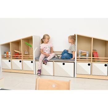 FLO Sitzbank mit Rollbehältern, weiss