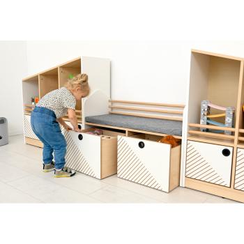 FLO Sitzbank mit Rollbehältern, weiss