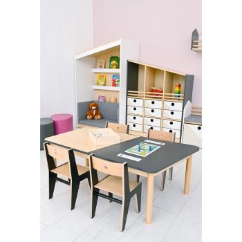 FLO Tischplatte, 131 x 60 cm, Ahorn-anthrazit