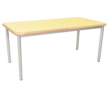 MILA Tisch 6 HPL, 140x70 cm, Tischhöhe 76 cm - HPL gelb