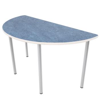 Flüstertisch PLUS 5, halbrund, Diagonale 140 cm, Tischhöhe 71 cm - blau