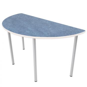 Flüstertisch PLUS 6, halbrund, Diagonale 140 cm, Tischhöhe 76 cm - blau