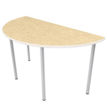 Flüstertisch PLUS 2, halbrund, Diagonale 140 cm, Tischhöhe 53 cm - beige