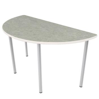 Flüstertisch PLUS 4, halbrund, Diagonale 160 Tischhöhe 64 cm - grau