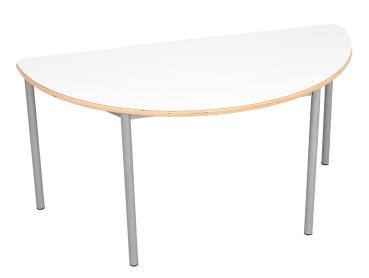 MILA Tisch 3 HPL, halbrund, Diagonale 140, Tischhöhe 58 cm - HPL weiss
