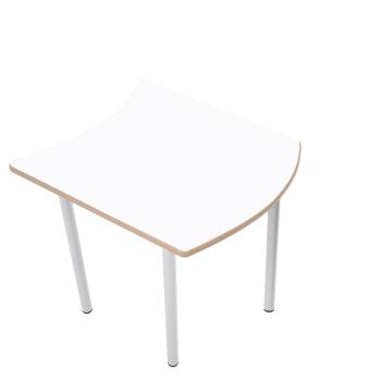 MILA Tisch 3 HPL, wellenförmig klein, Tischhöhe 58 cm - HPL weiss