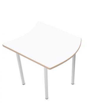 MILA Tisch 6 HPL, wellenförmig klein, Tischhöhe 76 cm - HPL weiss
