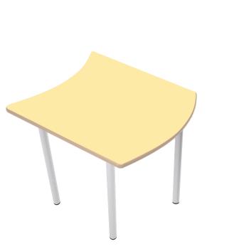 MILA Tisch 3 HPL, wellenförmig klein, Tischhöhe 58 cm - HPL gelb