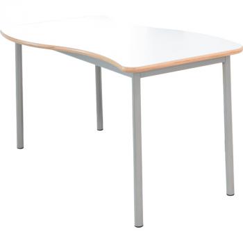 MILA Tisch 6 HPL, wellenförmig gross, Tischhöhe 76 cm - HPL weiss