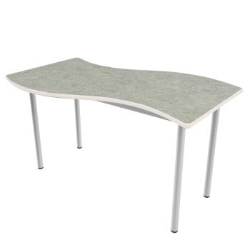 Flüstertisch PLUS 3, wellenförmig gross, Tischhöhe 59 cm - grau