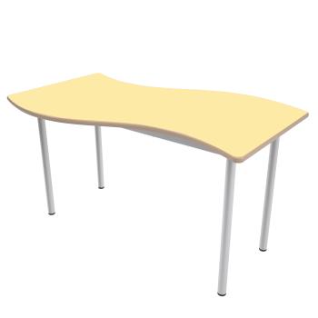 MILA Tisch 4 HPL, wellenförmig gross, Tischhöhe 64 cm - HPL gelb