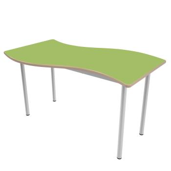 MILA Tisch 4 HPL, wellenförmig gross, Tischhöhe 64 cm - HPL grün