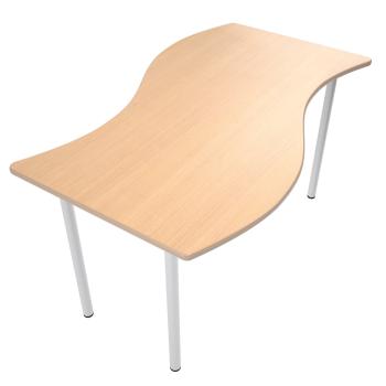 MILA Tisch 6, wellenförmig gross, Tischhöhe 76 cm - Buche