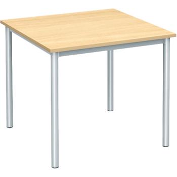 MILA Tisch 80x80, Tischhöhe 46 cm, gerade Ecken - alufarben - Birke