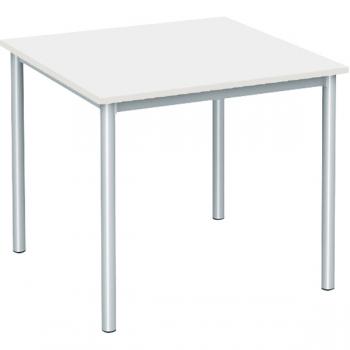 MILA Tisch 80x80, Tischhöhe 53 cm, gerade Ecken - alufarben - weiss