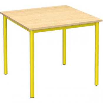 MILA Tisch 80x80, Tischhöhe 53 cm, gerade Ecken - gelb - Birke