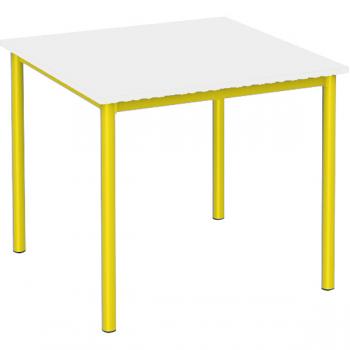 MILA Tisch 80x80, Tischhöhe 64 cm, gerade Ecken - gelb - weiss