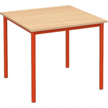 MILA Tisch 80x80, Tischhöhe 46 cm, gerade Ecken - rot - Buche