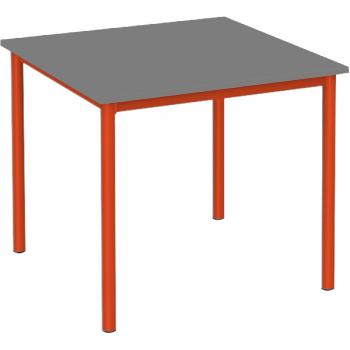 MILA Tisch 80x80, Tischhöhe 46 cm, gerade Ecken - rot - grau