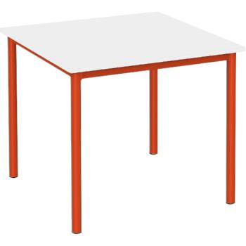 MILA Tisch 80x80, Tischhöhe 46 cm, gerade Ecken - rot - weiss