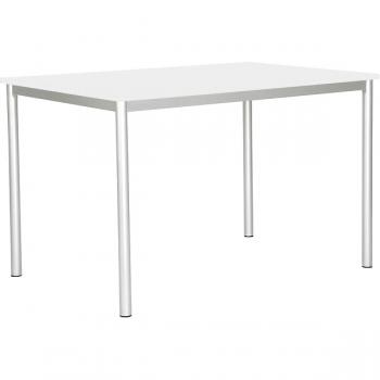 MILA Tisch 120x80, Tischhöhe 59 cm, gerade Ecken - alufarben - weiss