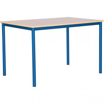 MILA Tisch 120x80, Tischhöhe 53cm, gerade Ecken - blau - Birke