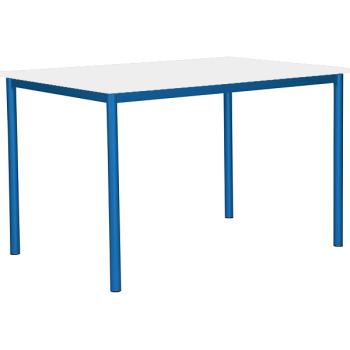 Doppeltisch MILA 3, Tischhöhe 59 cm, gerade Ecken - blau - weiss