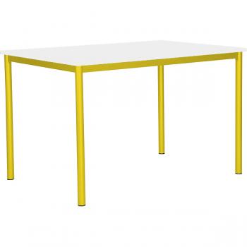 MILA Tisch 120x80, Tischhöhe 53 cm, gerade Ecken - gelb - weiss