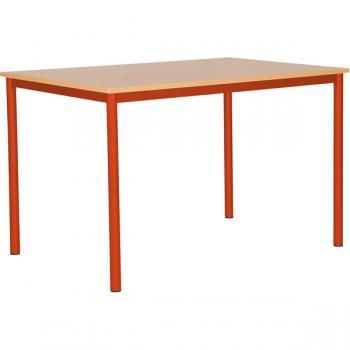 MILA Tisch 120x80, Tischhöhe 64 cm, gerade Ecken - rot - Buche